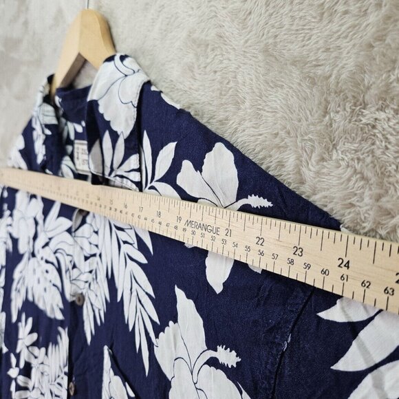 Island Stuff Shirt Mens Size 2XL Camp Shirt Floral Short Sleeve Button-Down Blue - Picture 5 of 10